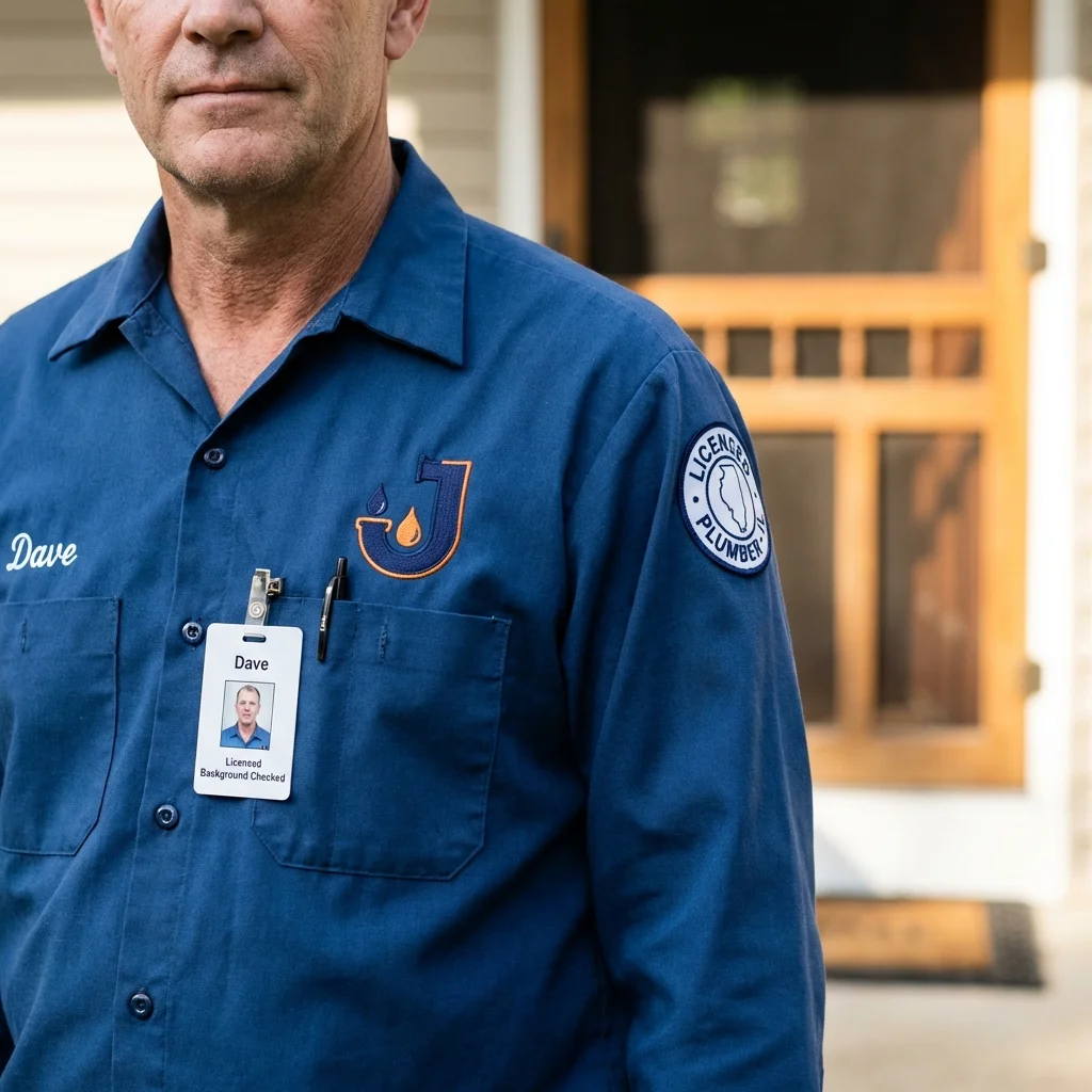 Licensed plumber showing ID badge in Mifflintown, PA