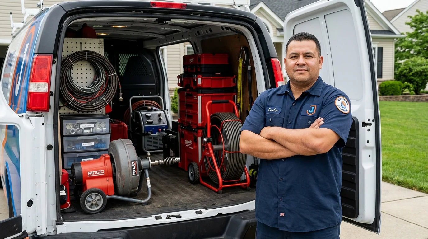 Professional drain cleaning equipment and Johns Plumbing LLC plumber in Mifflintown