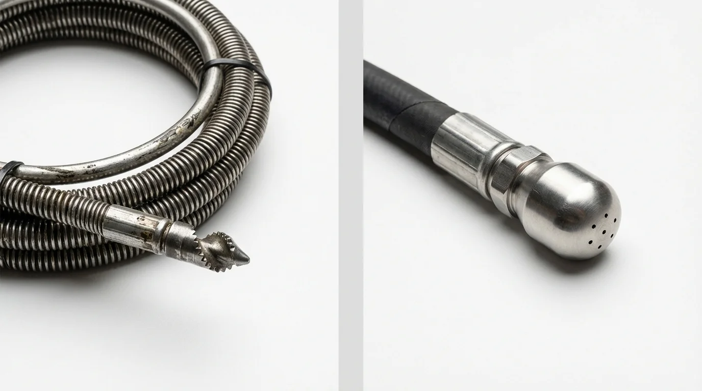 Drain snake cable and hydro jetting nozzle used for drain cleaning in Mifflintown, PA