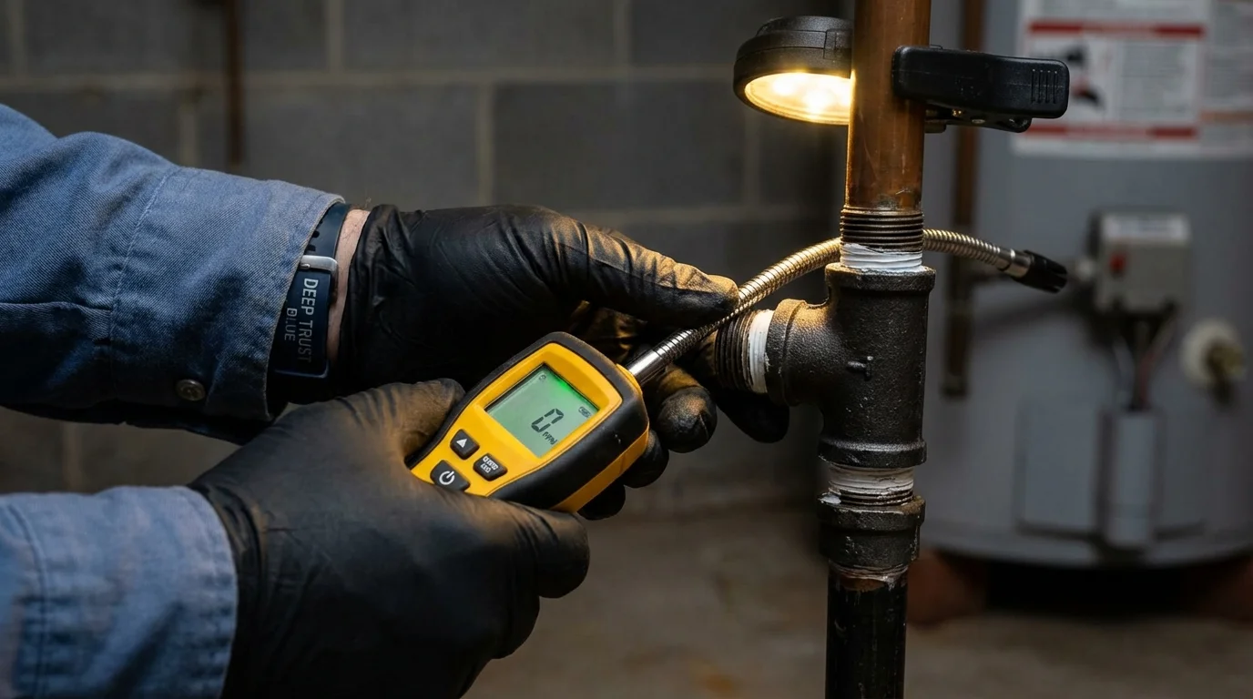Gas leak detection with electronic sniffer by Johns Plumbing LLC in Mifflintown