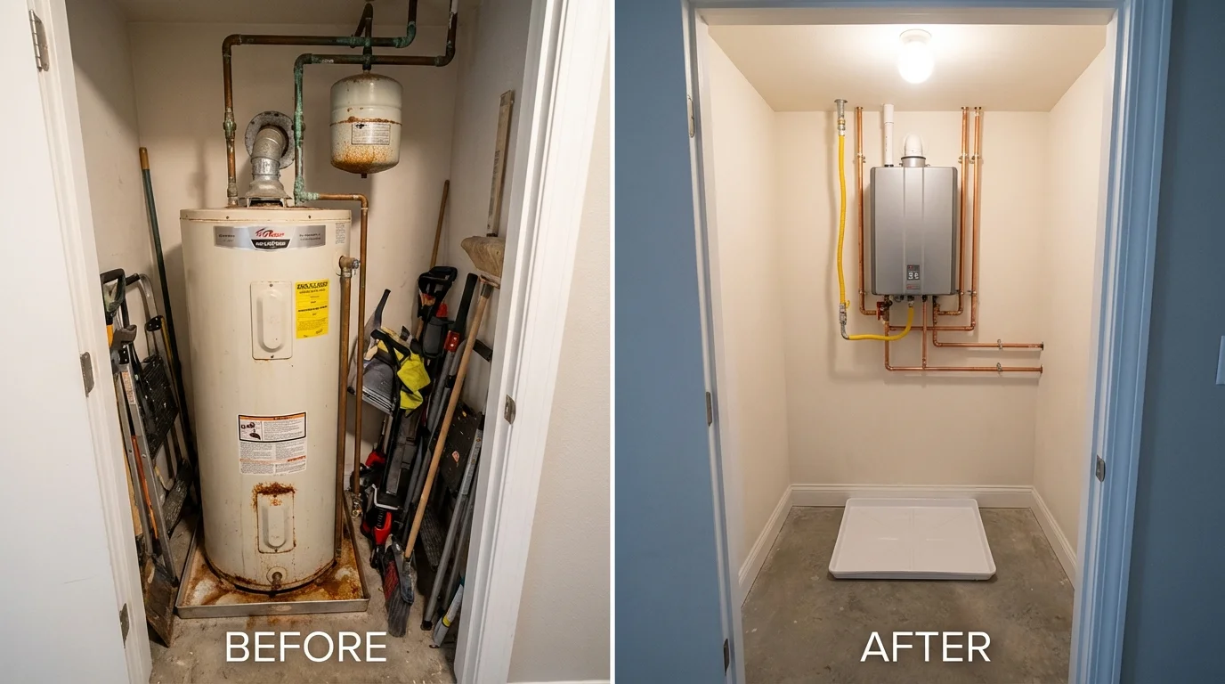 Tank water heater versus wall-mounted tankless unit comparison for Mifflintown, PA homeowners